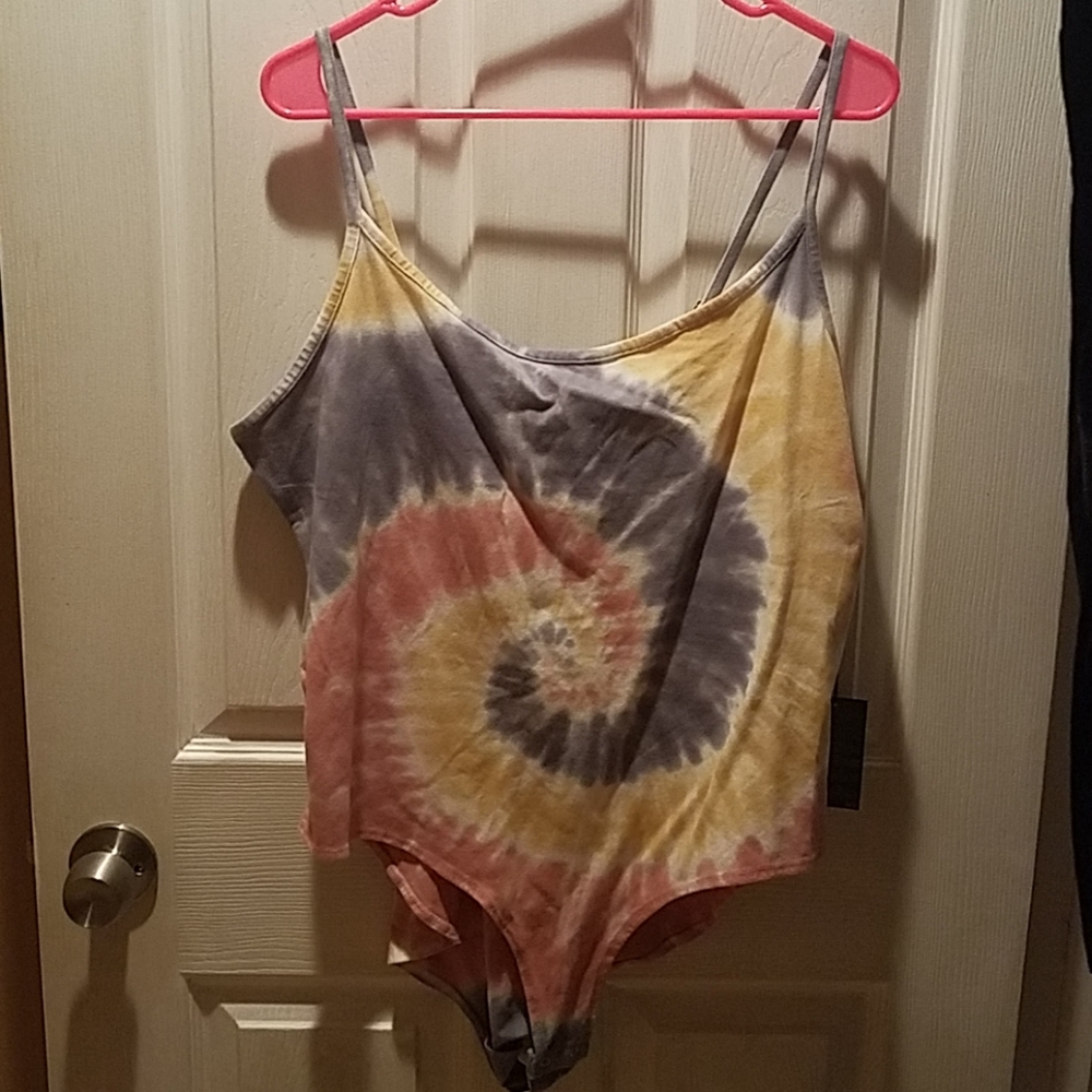 Tye dye spaghetti strapped bodysuit